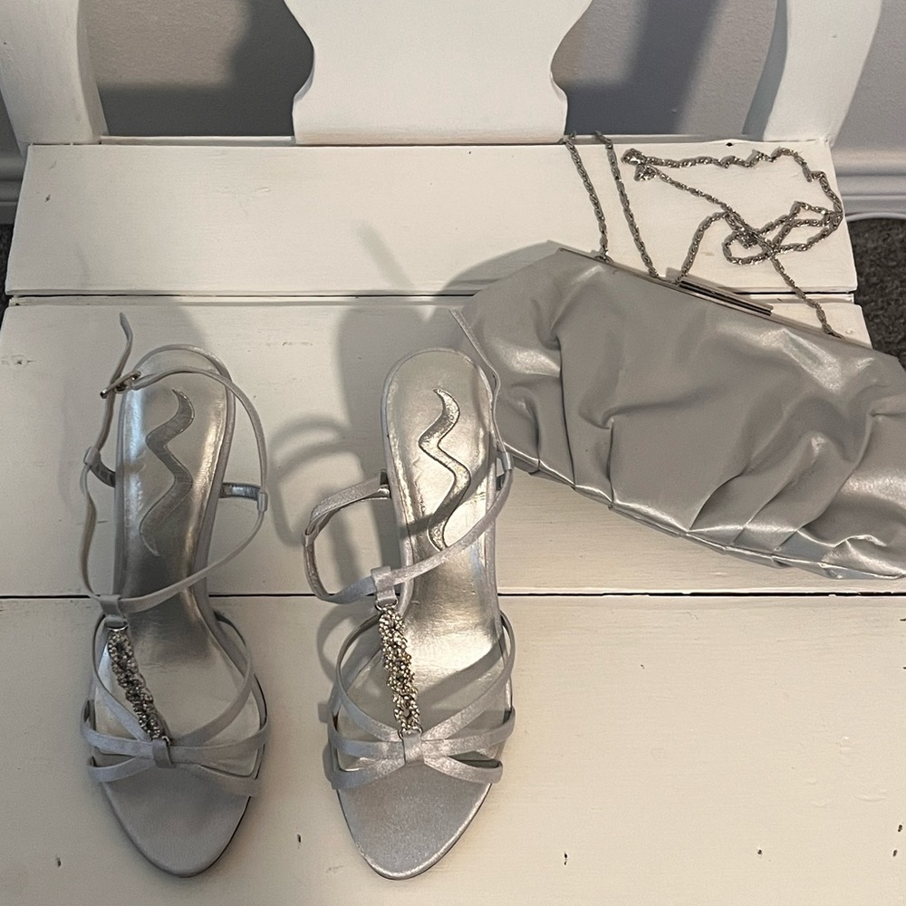 Silver Shoes and Handbag